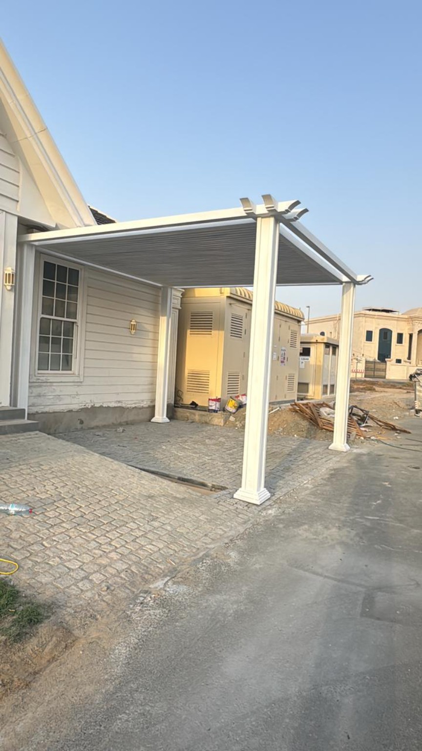 Classic White Aluminium Patio Pergola installed in the UAE