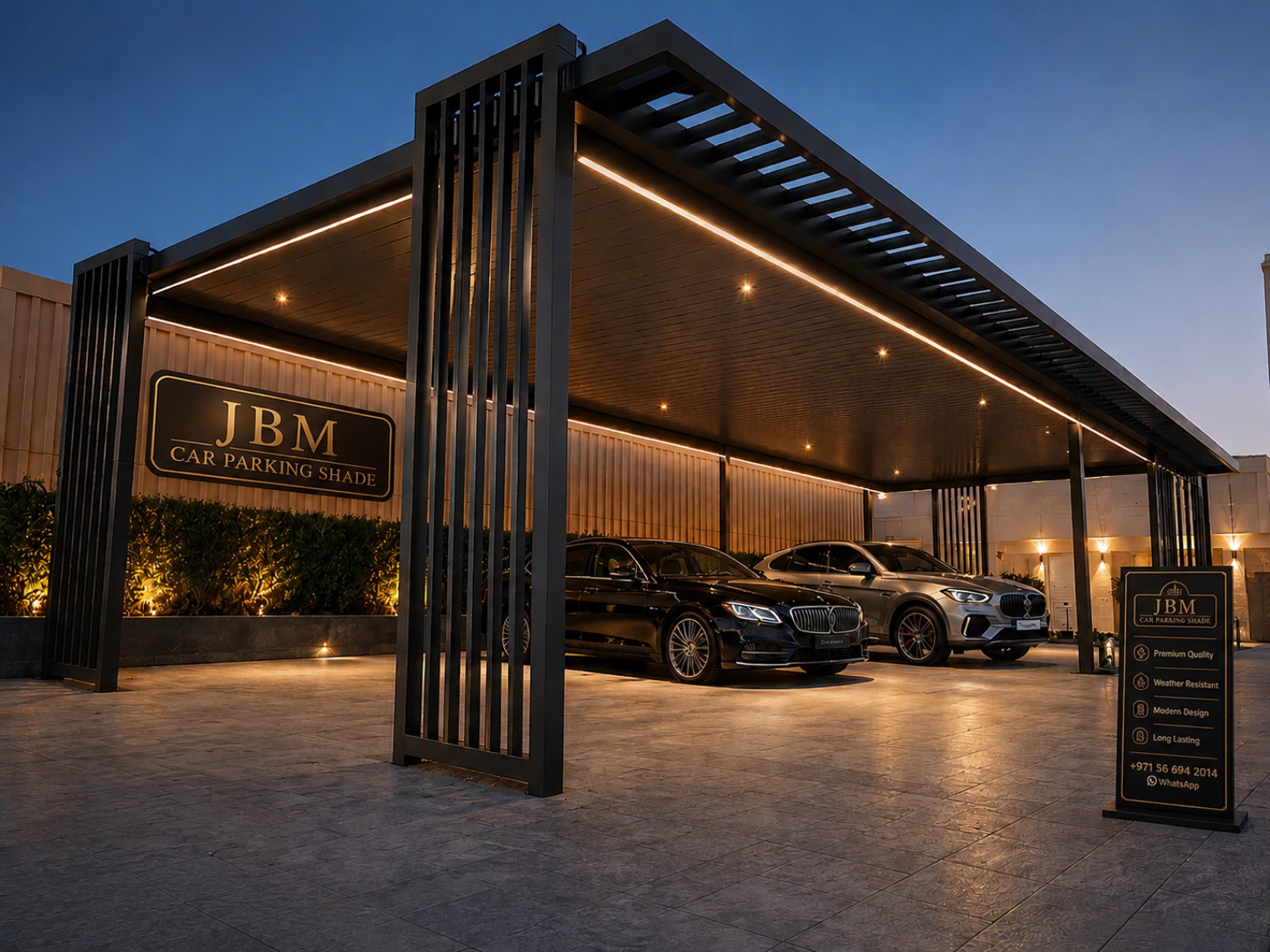 Luxury LED Modern Carport installed in the UAE