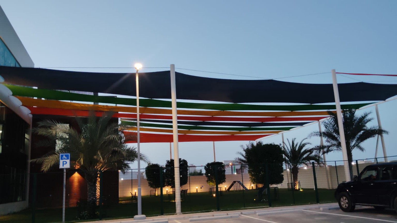 Multicolour Playground Sail Shade installed in the UAE
