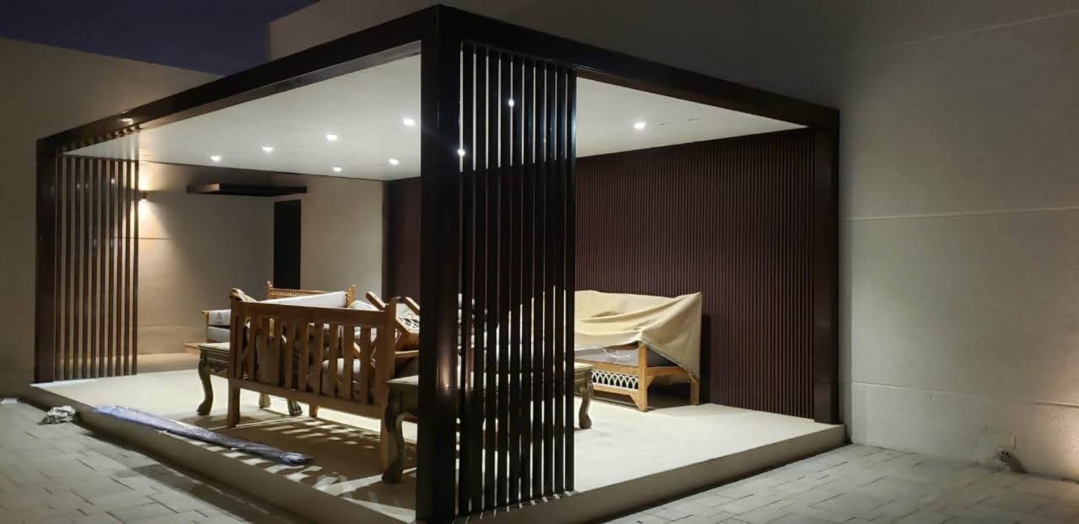 Open-Front LED Majlis Pergola installed in the UAE