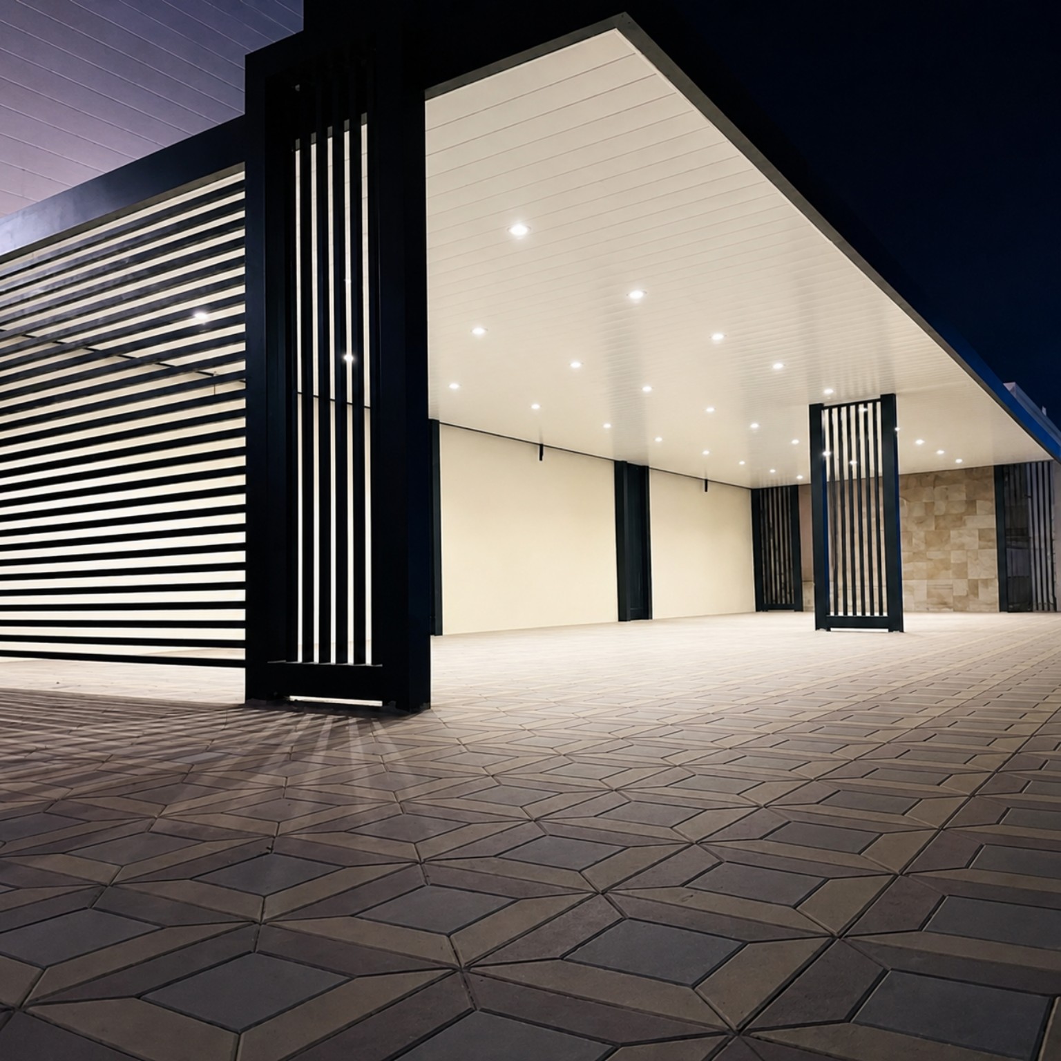 Premium White Ceiling LED Carport installed in the UAE