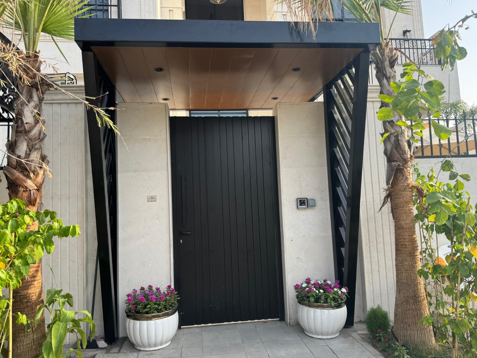 Timber-Ceiling Entrance Canopy installed in the UAE