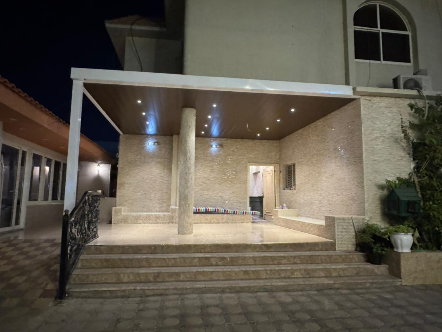 Wall-Attached Majlis Patio Canopy installed in the UAE